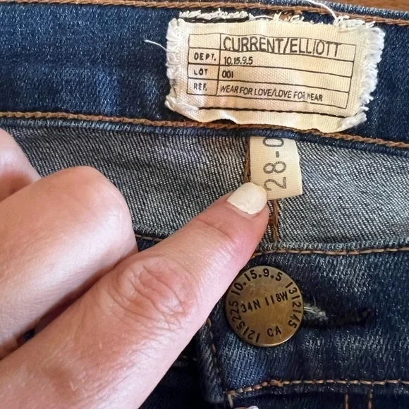 Current Elliott No Stretch Jeans Women's Size 28 High Waist Mom Jeans Distress - Picture 2 of 7